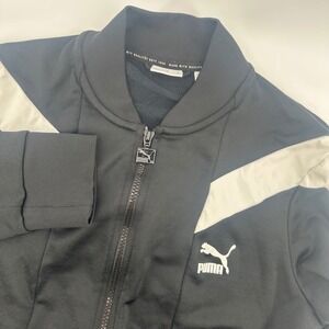 Puma T7 Track Jacket Mens SM Full Zip Black Retro Style Athletic Sportswear